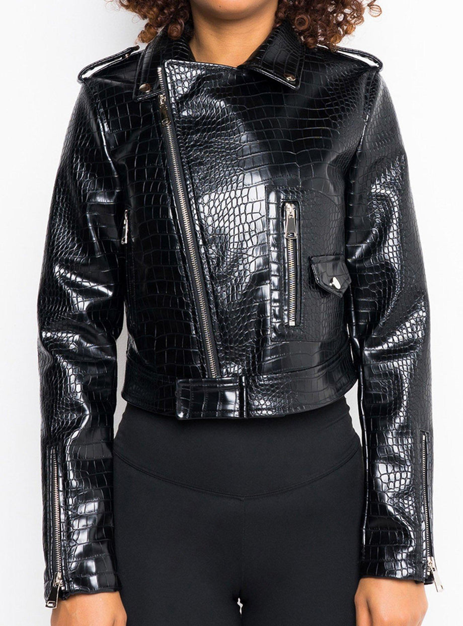【ALEXANDER WANG】CROC LEATHER JACKET XS ALEXANDER WANG】CROC LEATHER JACKET S